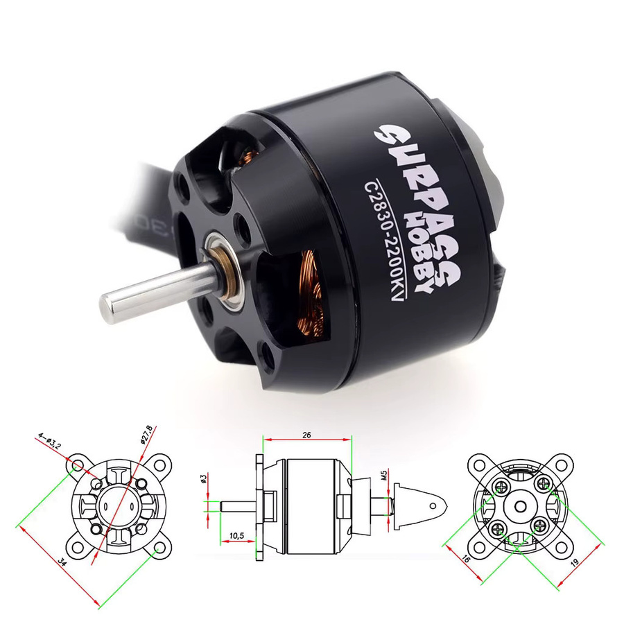 SURPASS HOBBY C2830 Bürstenloser Motor mit 30A ESC, für RC Starrflügel-FPV-Drohnen-Segelflugzeug - Bild 2