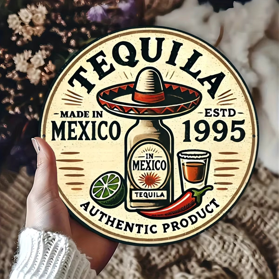 Potdemiel Tequila Wandkunstschild aus Metall im Vintage-Stil, Mehrfarbig, B/H: 20,3 x 20,3 cm - Bild 4