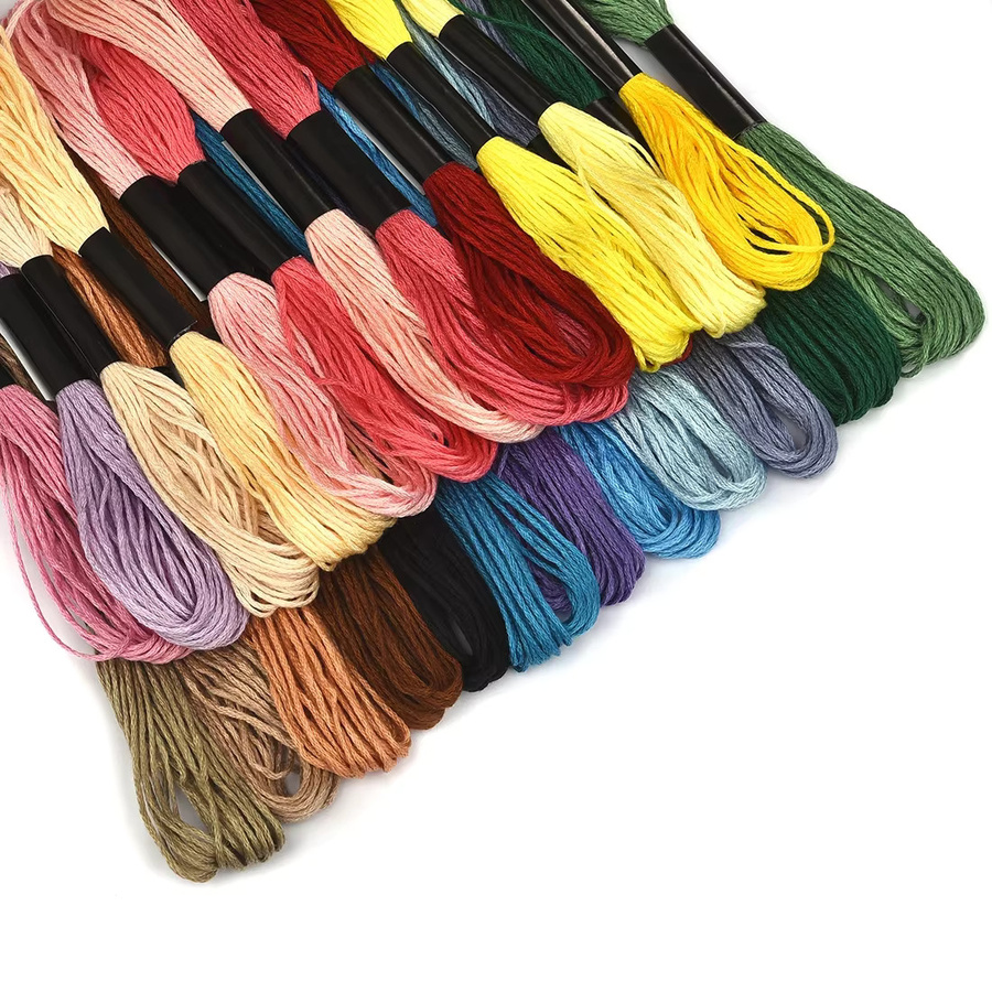 Stickgarn Set für Kreuzstich und DIY Bastelarbeiten in 24 bis 100 Farben, 8m Stränge, Multicolour - Bild 2