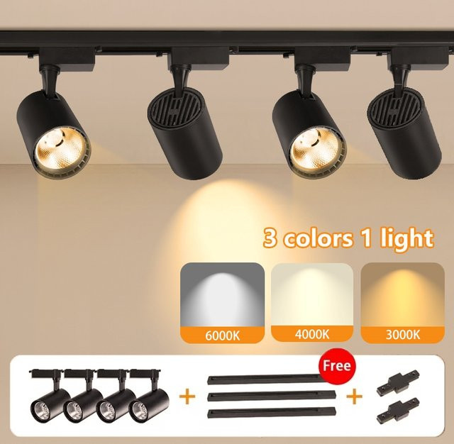 CANMEIJIA COB-Schienenleuchte Set, LED-Schienenlampe in Schwarz, moderne Downlight-Beleuchtung für Schlafzimmer und Geschäftsbereiche - Bild 1