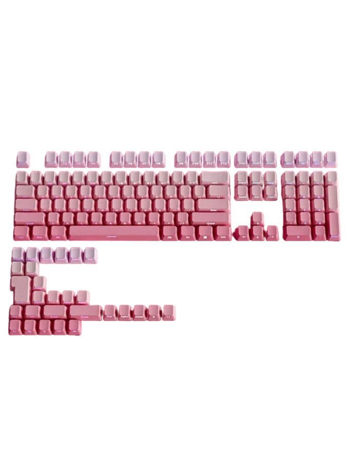 133 Double Shot Shine Through Tastenkappen in Erdbeerrosa mit Seitendruck, PBT Material im Cherry Profil für MX Switches und Gaming-Tastaturen - Bild 2