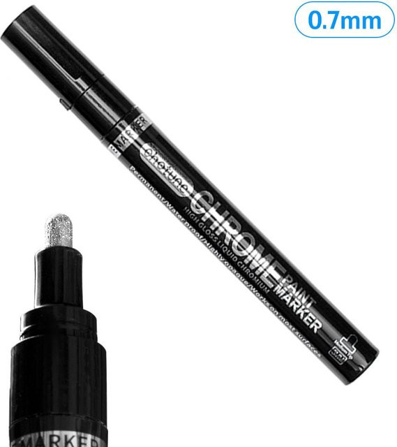 Art Liquid Silver Mirror Chrome Marker Reflektierender Lackstift für DIY-Modelle und Graffiti, Farbe: Schwarz, Spitze: 0,7 mm - Bild 1
