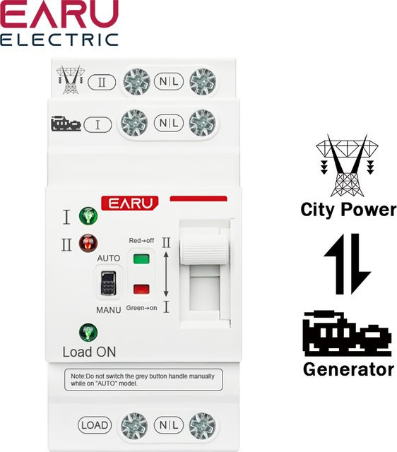 EARU 2er Set Automatischer Transferschalter ATS Mini Doppelstrom-Wahlschalter 80A AC230V 50/60Hz für DIN-Schiene in Weiß - Bild 1