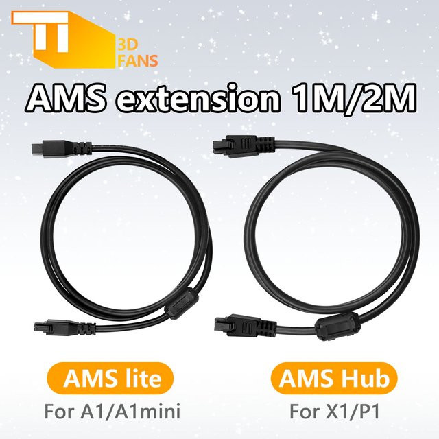 ZANYAPTR Datenkabel für AMS HUB und AMS Lite Verbindung, 6-Pin/4-Pin, Schwarz, 1m oder 2m Länge, kompatibel mit Bambu Lab X1C, P1S, P1P, A1 und A1 Mini - Bild 1