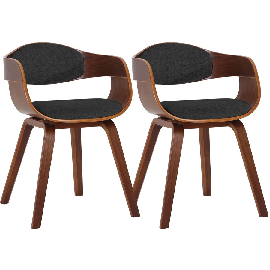 DELUKE 2er Set LONDON Konferenzstühle mit Holzgestell in Walnuss und dunkelgrauem Stoff, H x B x T: 73 x 49 x 46 cm - Bild 2
