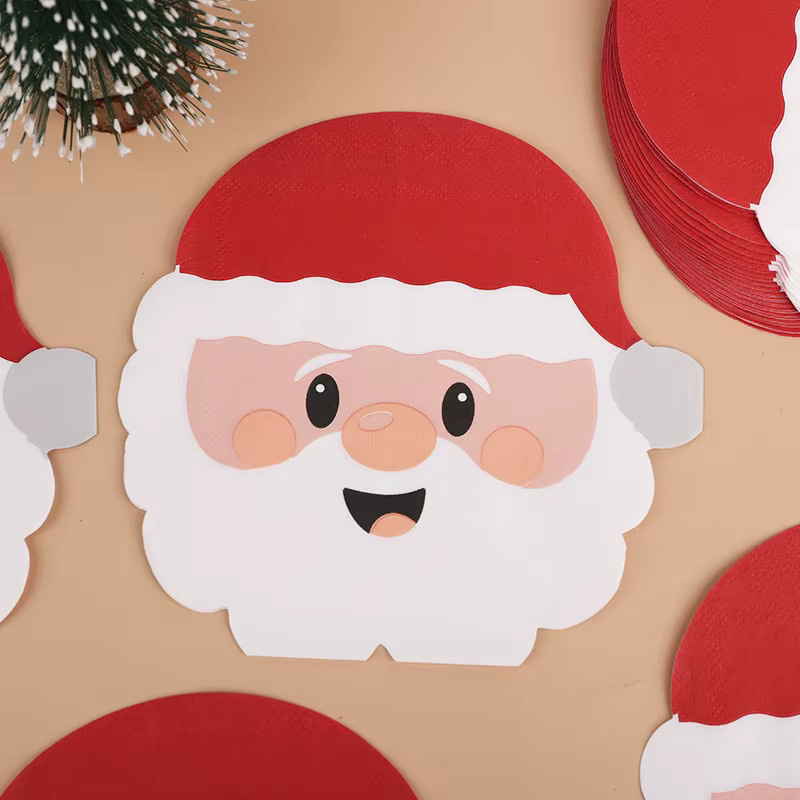 24 Stück Einweg-Papierservietten mit Weihnachtsmann-Muster in Multicolour für deine Weihnachts-Dekoration - Bild 2