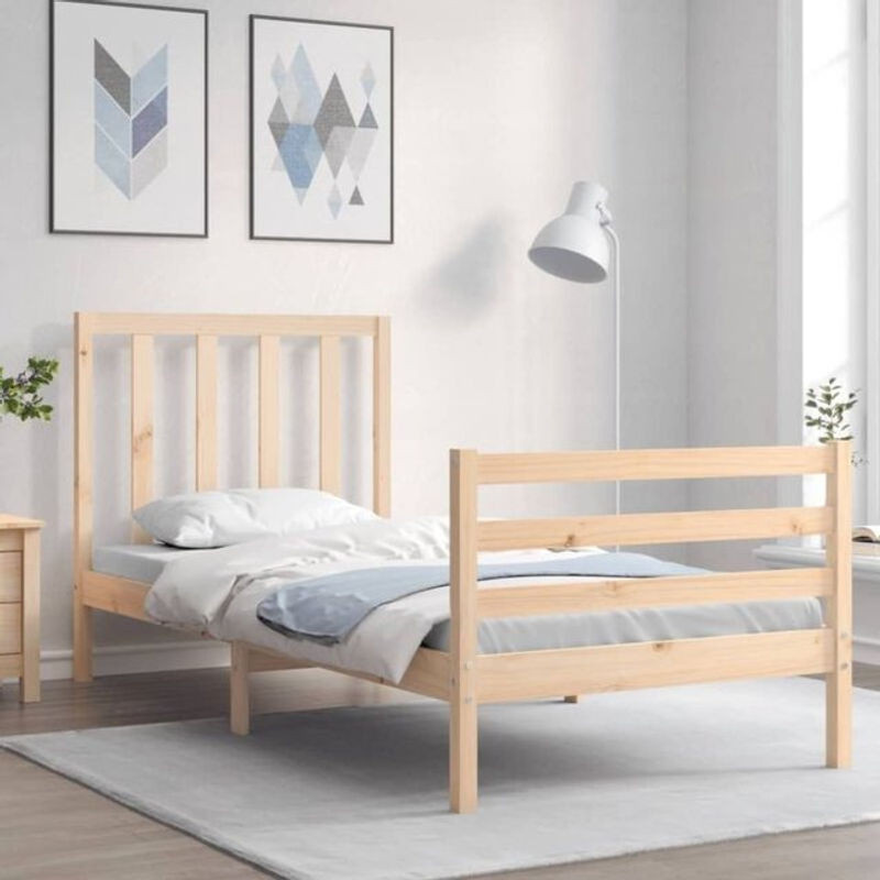 Massivholzbett aus Kiefernholz von vidaxl in Braun im Landhaus- und Skandinavischen Stil, B/T/H: 190 x 100 x 80,5 cm - Bild 1