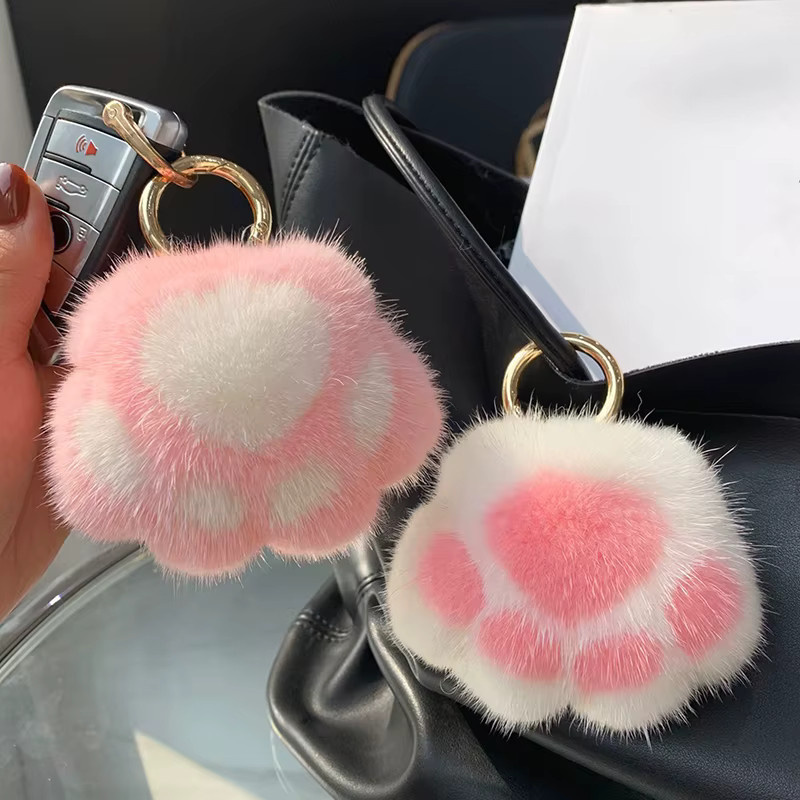 Yogodlns Schlüsselanhänger Katzenpfote, Fellhaar-Pompon, Damen - Bild 2