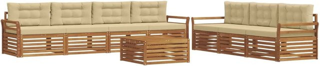 vidaXL Outdoor-Sofagarnitur 8-teilig aus Akazienholz mit Kissen in Natur und Beige - Bild 1