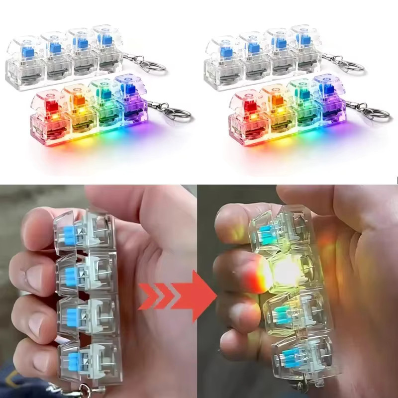 soulbao Transparenter RGB Clicker Schlüsselanhänger Fidget Pad, 4-Tasten, Leuchtendes Gadget - Bild 2