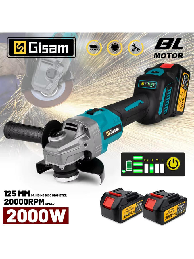 Gisam Bürstenloser Winkelschleifer 125 mm M14 mit 7 Gängen für Makita 18 V Akkus - Bild 7