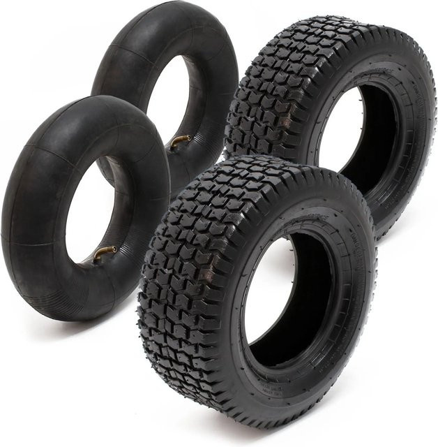 Wiltec Reifenmantel mit 2 Schlauch-Set in Schwarz für Rasentraktor Mäher, Größe 18X8.50-8 mit 4-Pr Winkelventil - Bild 1