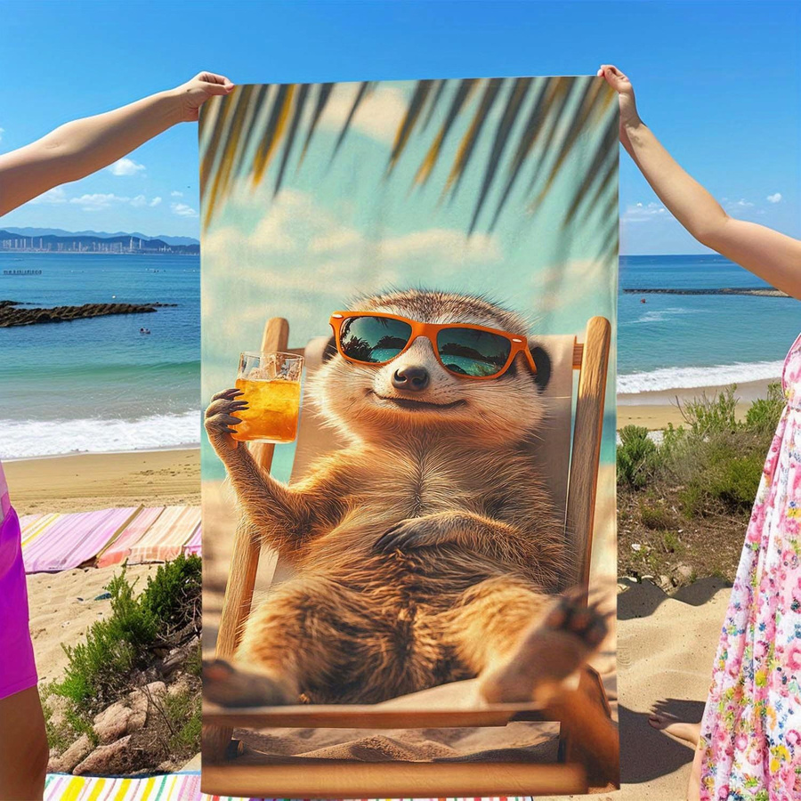 Ka Chen Muda Strandtuch Erdmännchen Motiv aus Polyester, schnelltrocknend und weich, B: 40 cm, H: 60 cm - Bild 3