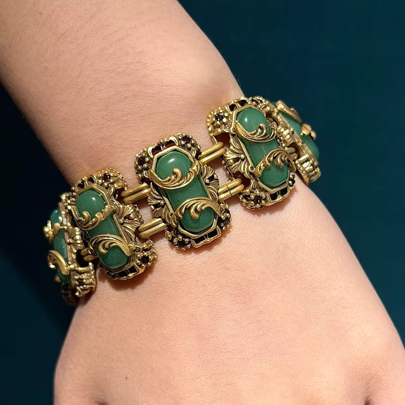 Icareu Armband, imitiertes Jade, Naturstein, 18 Karat Goldfarbe, Damen - Bild 2
