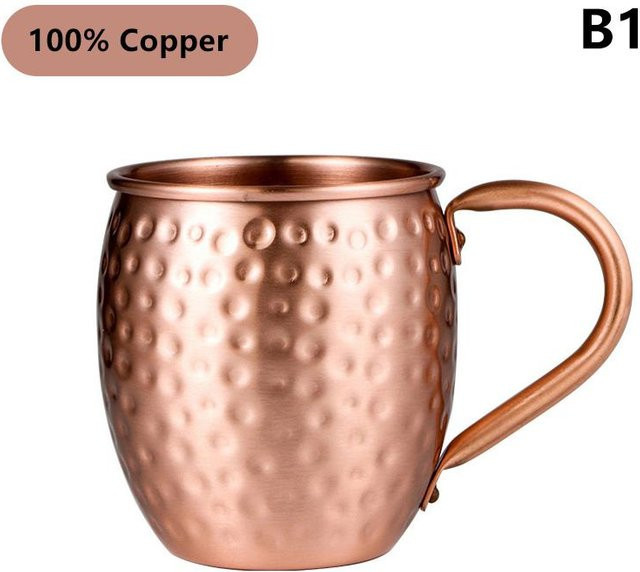 FoxLee Moscow Mule Becher aus 100% Kupfer, gehämmert, Kupferfarben, 530 ml - Bild 1