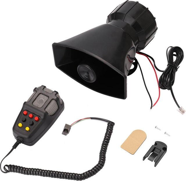 VehicleKit Auto Notfall Sirene mit PA Lautsprecher System und Mikrofon, 12V, schwarz - Bild 1