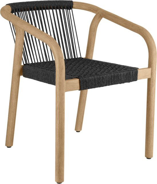 VEGA Outdoor-Stuhl Kando im 2er Set, stapelbar, wetterfestes Hartholz, Sitzfarbe Anthrazit, Gestell Natur, B/T/H: 58 x 58 x 75 cm - Bild 1
