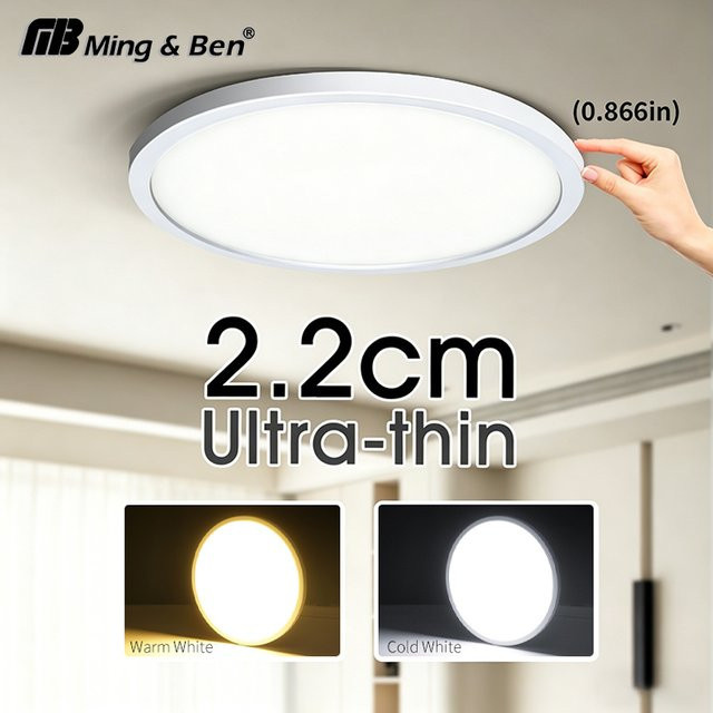 MING&BEN Ultradünne LED-Deckenleuchte in Weiß, Rund, 24 W, Durchmesser: 23 cm - Bild 1