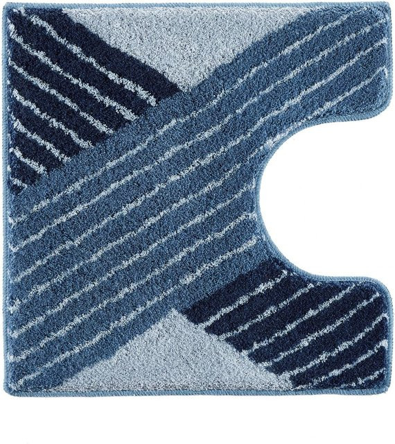Kleine Wolke WC-Vorleger Cross in Anthrazit und Blau mit Streifenmuster aus Polyacryl - Bild 1