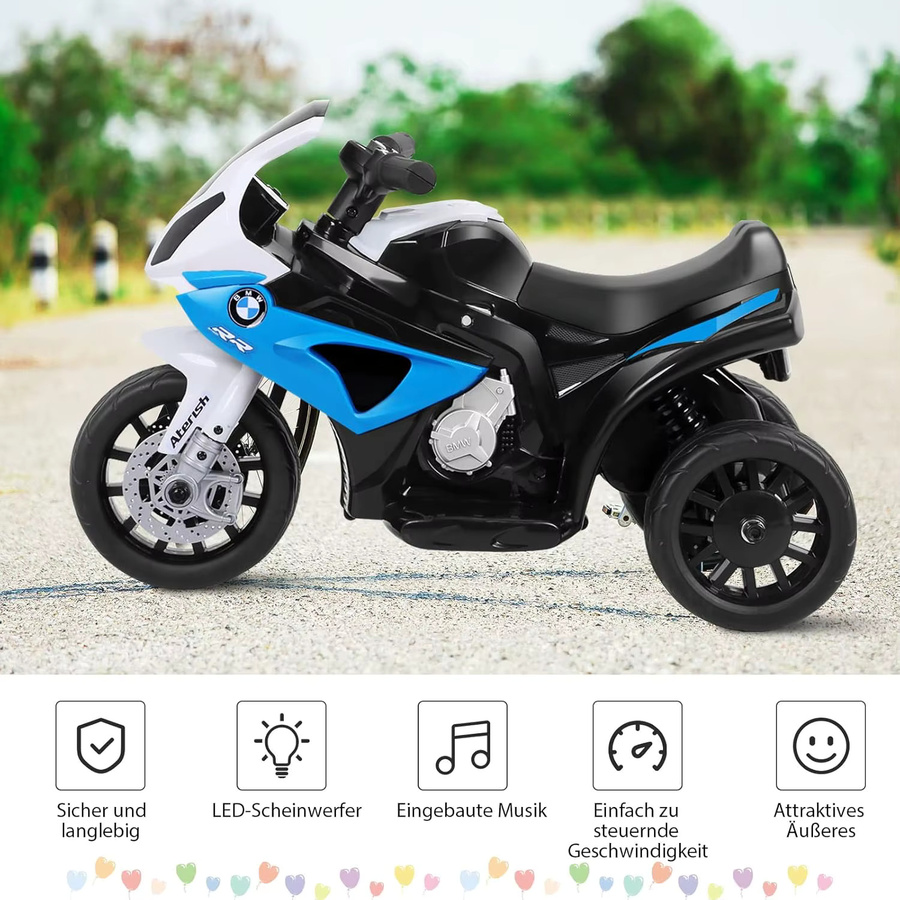 BMW Elektro-Motorrad, Dreirad-Kindermotorrad, Blau, mit Musik und Scheinwerfer - Bild 2