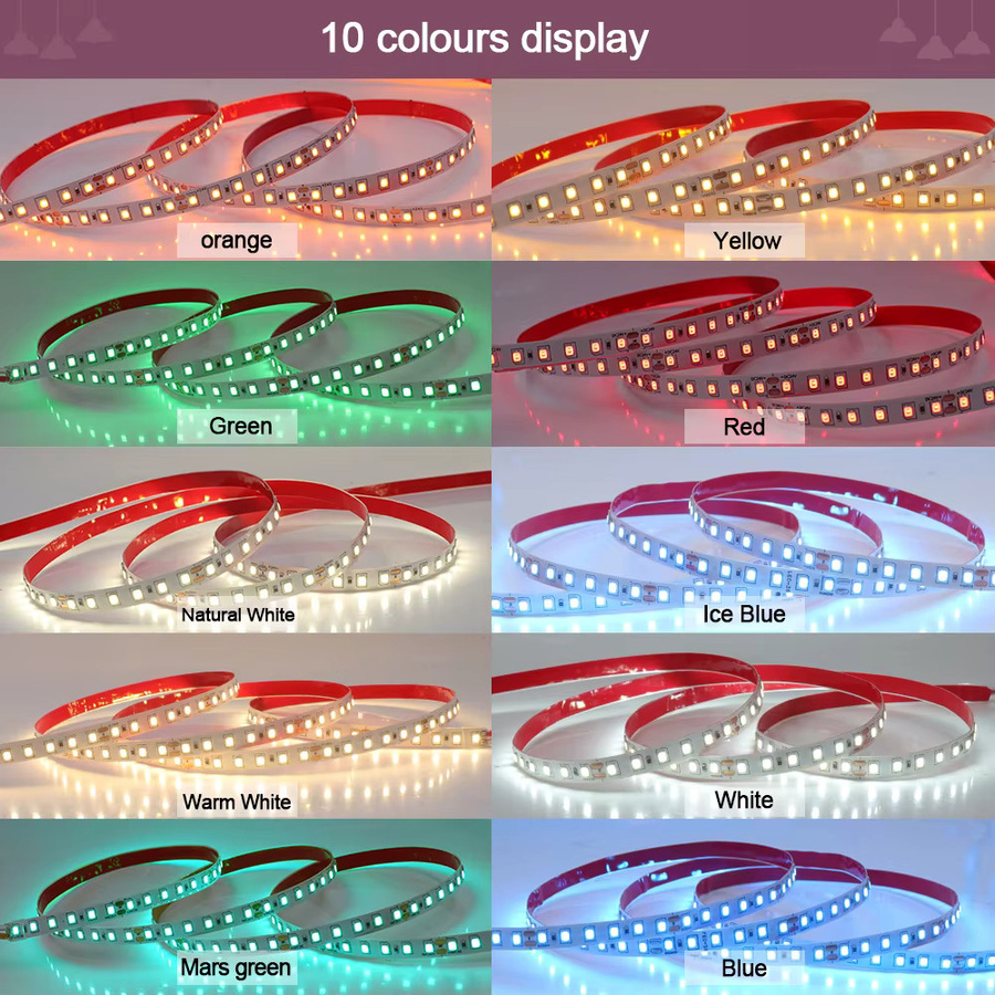HAGAHA LED-Streifen RGB 13 Farben mit 120 LEDs/m, 2835 Chip, 8 mm PCB, flexibles Klebeband für deine Heimbeleuchtung - Bild 2