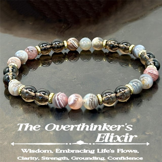Armband aus Botswana-Achat und Rauchquarz, Unisex - Bild 1