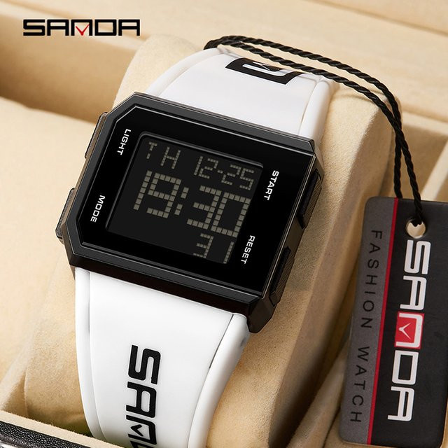 SANDA Armbanduhr Digital, Schwarz, Kunststoff, Herren - Bild 1