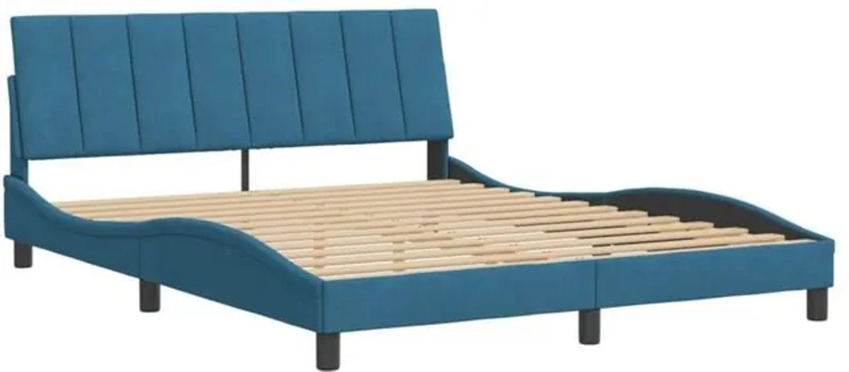 Modernes Polsterbett Hanko von Vidaxl in Blau mit Samtbezug, B/T: 160 x 200 cm - Bild 1