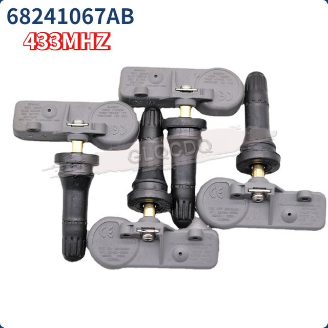GANGLE 4er Set TPMS Reifendruck Kontrollsystem Sensoren 433MHz für Dodge Challenger, Charger, Chrysler 300, Fiat 500 und Jeep Grand Cherokee (Teilenummer 68241067AB) - Bild 1