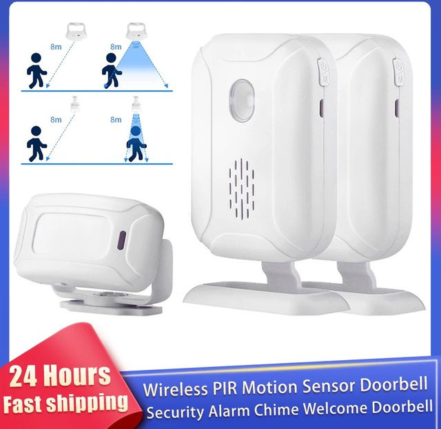 Drahtlose Motion Sensor Türklingel mit PIR Bewegungsmelder und Sicherheitsalarm in Weiß - Bild 1