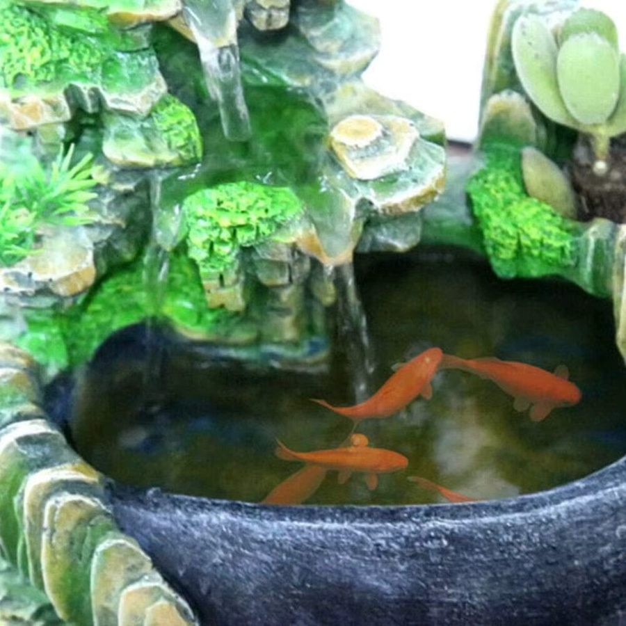 Bymaocar Indoor-Tischbrunnen aus Keramik in Multicolor, Nebelfreies Felsen-Wasserspiel mit Mini-Wasserfall als Zen-Dekoration für Zuhause und Büro, Höhe: 28,0 cm, Breite: 20,0 cm - Bild 4
