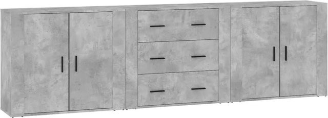 Set aus 3 vidaXL Sideboards aus Holzwerkstoff in Betongrau, klassisches Design, matt - Bild 1
