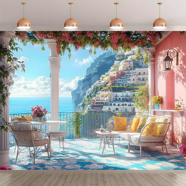 Sitano Terrassen-Hintergrundbanner aus Textil in Mehrfarbig, Rechteckig, B/H: 100 x 150 cm - Bild 1