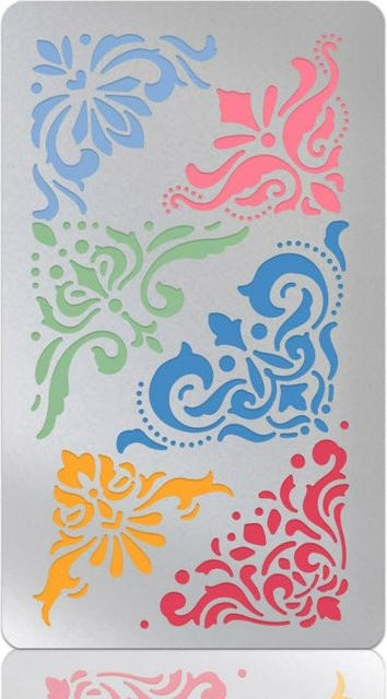 Wiederverwendbare Metallschablonen aus Edelstahl mit Blumen-Eckmotiven für Bastelarbeiten und Holzbrennen - Bild 1
