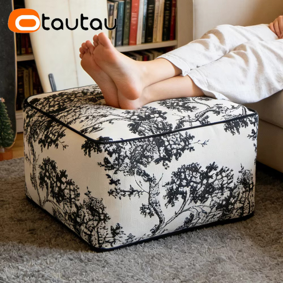 OTAUTAU 3D-Chenille Sitzsack Pouf Ottomane JD041 Multicolour Floral ohne Füllung - Bild 5