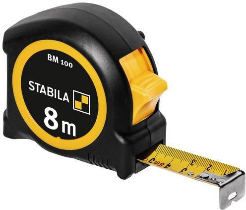 Stabila Taschenbandmaß BM 100 mit 8 m Länge in Gelb-Rot - Bild 1