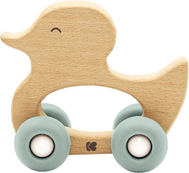 Kikkaboo Holzspielzeug Ente, Beißring, Buchenholz, Silikon, grün, ab 1 Jahr - Bild 1