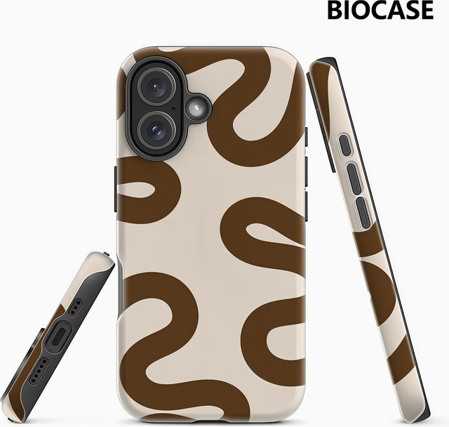 Handyhülle mit gewelltem Design in Braun und Beige für Apple iPhone 17 16 15 14 13 12 Pro Max Plus mit doppellagiger Rückseite - Bild 1
