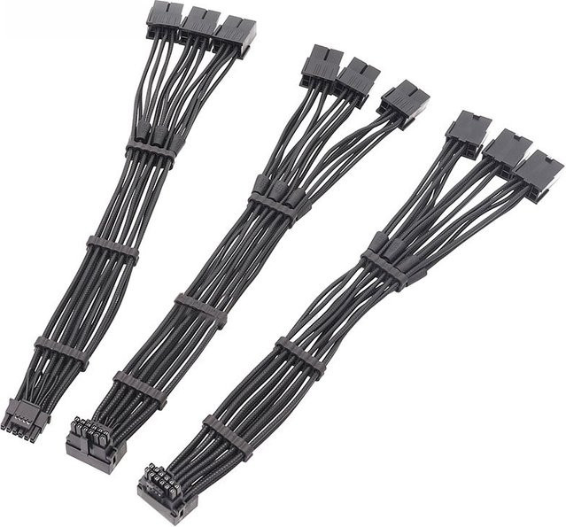 T.F.SKYWINDINTL 3x8 Pin auf 16 Pin Adapterkabel 12VHPWR PCIE 5.0 mit 90-Grad-Winkel für RTX 4000-Serie in Schwarz - Bild 1