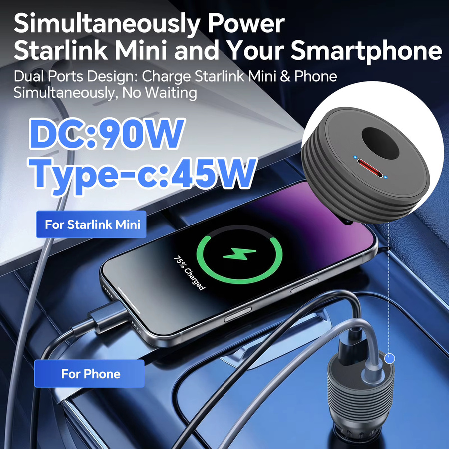 KEBETEME Starlink Mini Auto-Adapter 12V/24V zu 30V 3A DC Aufwärtswandler mit 90W Auto-Zigarettenanzünder für Wohnmobil, Boot und Anhänger - Bild 4