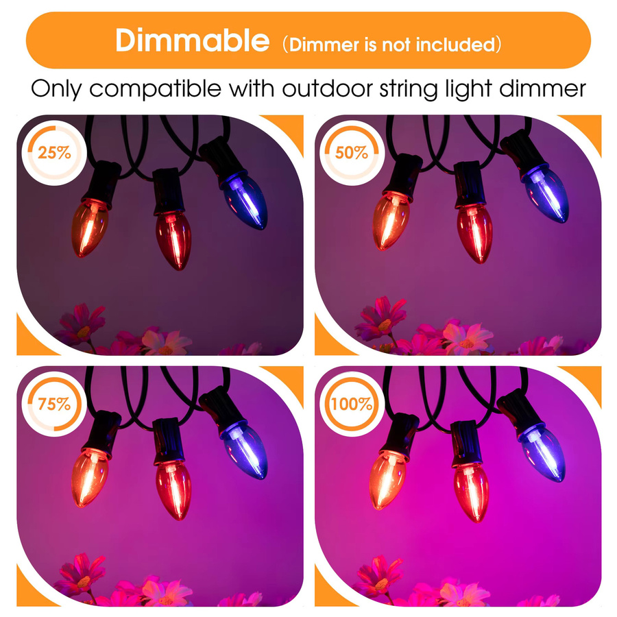 GANRILAND RGB LED Außen-Lichterkette in Mehrfarbig, bruchsichere C7-Girlande aus Kunststoff für die Gartendekoration - Bild 5