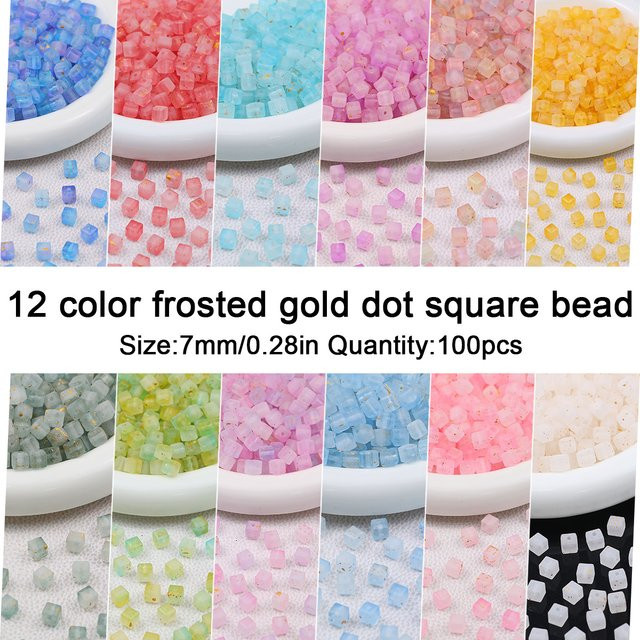 JHNBY Spacer Perlen, Acryl, Quadrat, Matt, Golden Gradient, 7mm - Bild 1