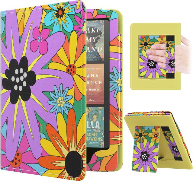 Dadanism Slim PU Shell Cover Case für Kindle Paperwhite 12. Generation 2024 und 11. Generation 2021 mit Auto-Wake/Sleep Funktion, Multicolour - Bild 1