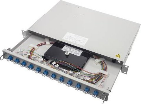 Telegärtner Spleißbox PROFI V bestückt mit 12x LCD OM2 in Grau - Bild 1