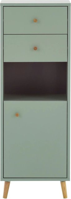 Schildmeyer Highboard Bjarne in Pistaziengrün mit Eichenholz-Optik, B/H/T: 33 x 113,4 x 40,3 cm - Bild 1