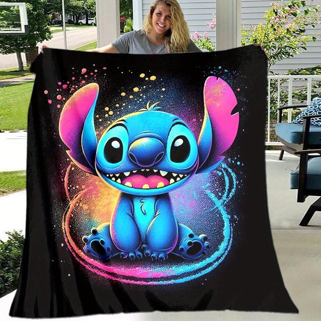 Weiche Stitch Flanell-Decke mit Cartoon-Design von LjqSix, Mehrfarbig, B/B: 150 x 200 cm - Bild 1