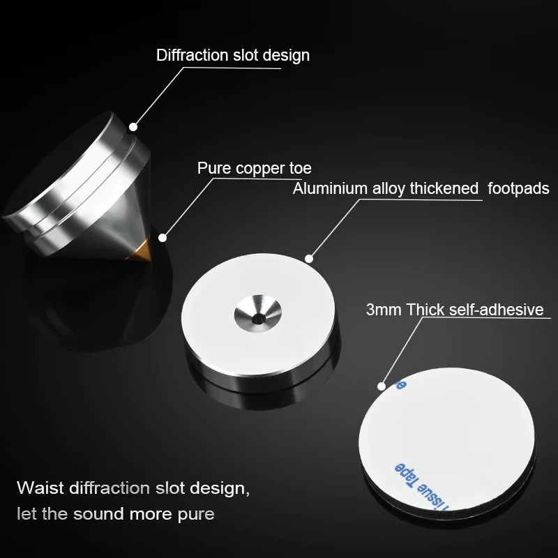 ERUMPENT 4er Set HiFi Lautsprecherständer Füße aus Aluminiumlegierung in Gold zur Stoßdämpfung für Soundboxen - Bild 4