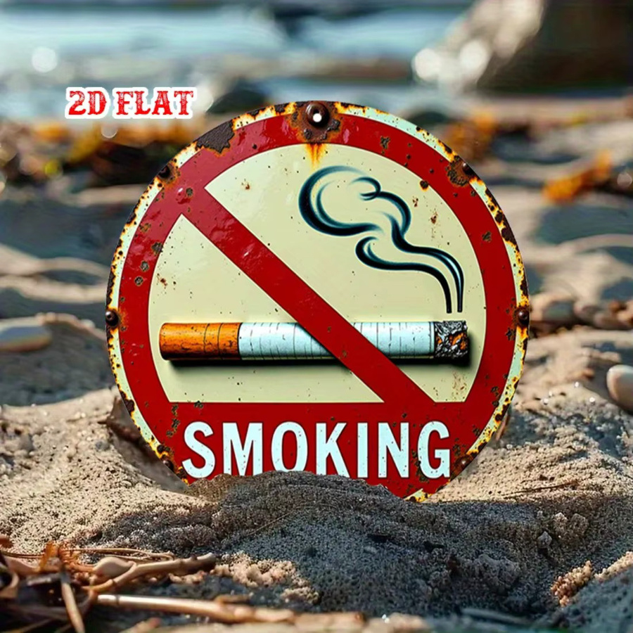 CIFBUY Vintage No Smoking Metallblechschild Rund in Multicolour als Retro Wandkunst für Zuhause, Café oder Garage - Bild 4