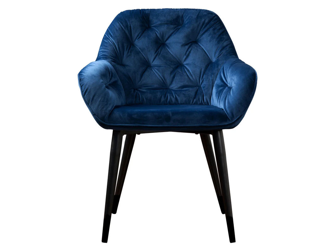 PHOENIX Chessy Esszimmerstuhl aus Samt in Blau mit Metallgestell, B/T/H: 62 x 62 x 82 cm - Bild 2