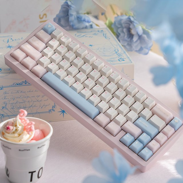 Venit Keys Pink Peach Translucent Keycaps Set aus PBT Double Shot im Cherry Profile für mechanische Tastaturen, 164 Tasten - Bild 1